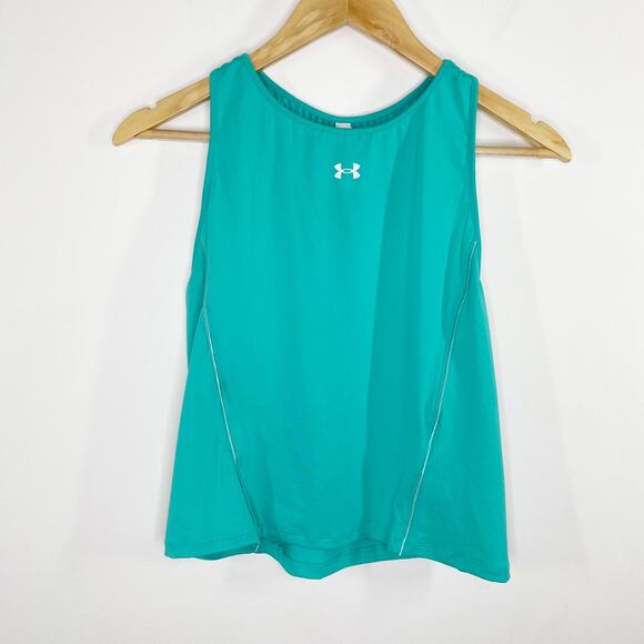 Under Armour Womens Tank Top Size L Blue Green Racerback NWT Workout Training - Picture 1 of 8